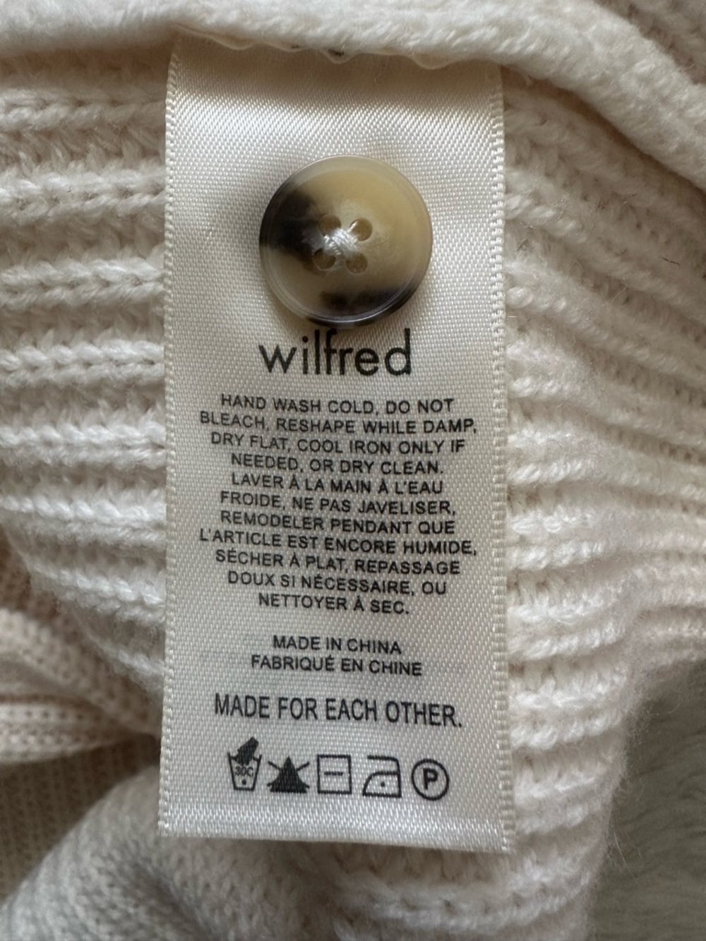 Aritzia Wilfred Nextdoor Sweater Collared 100% Merino Wool Cardigan Cream Sz S - Picture 9 of 12